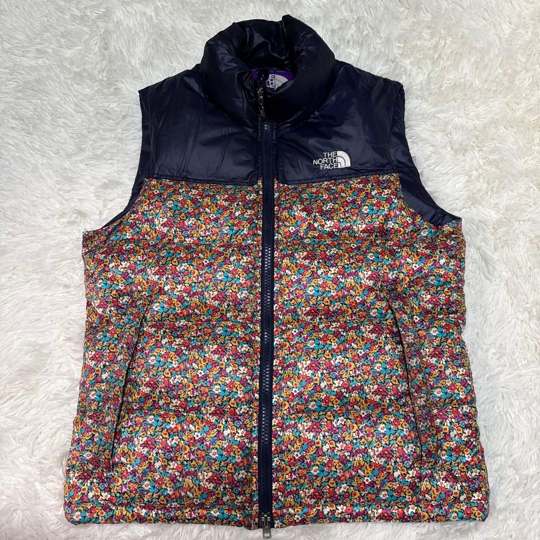 【希少】ノースフェイス　パープルレーベル　ヌプシ　ダウンベスト　花柄　別注　L