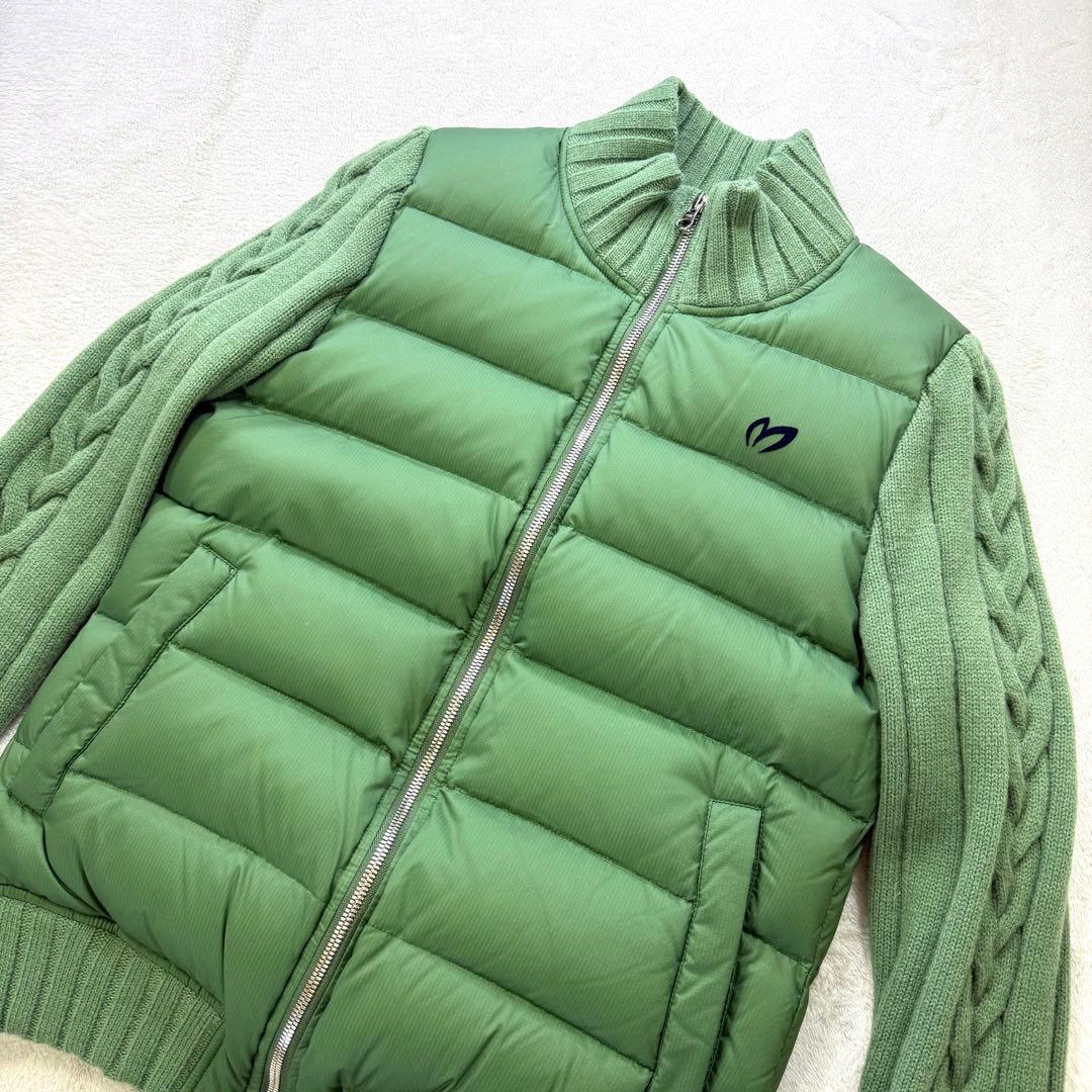 美品‼️ MASTER BUNNY ダウンジャケット 切替ケーブルニットMグリーン