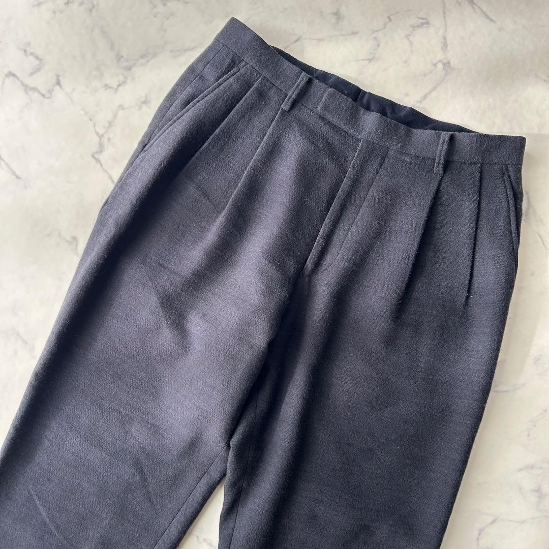 COMOLI コモリ　ウール×リネン　スラックス　テーパードパンツ　ネイビー　L