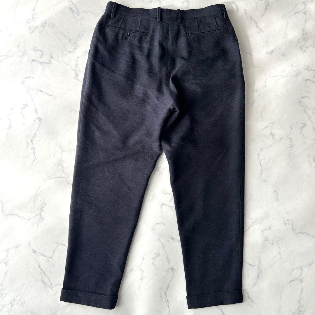 COMOLI コモリ　ウール×リネン　スラックス　テーパードパンツ　ネイビー　L