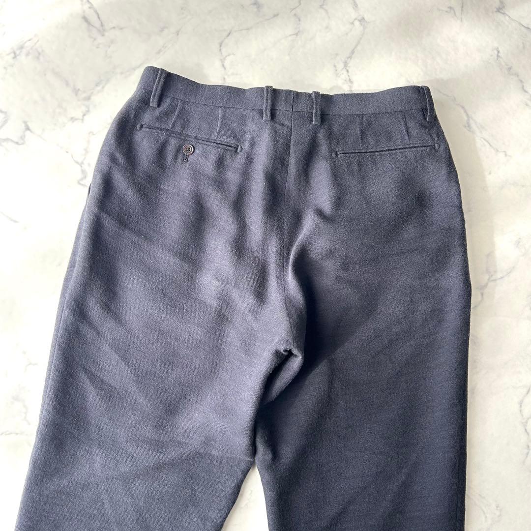 COMOLI コモリ　ウール×リネン　スラックス　テーパードパンツ　ネイビー　L