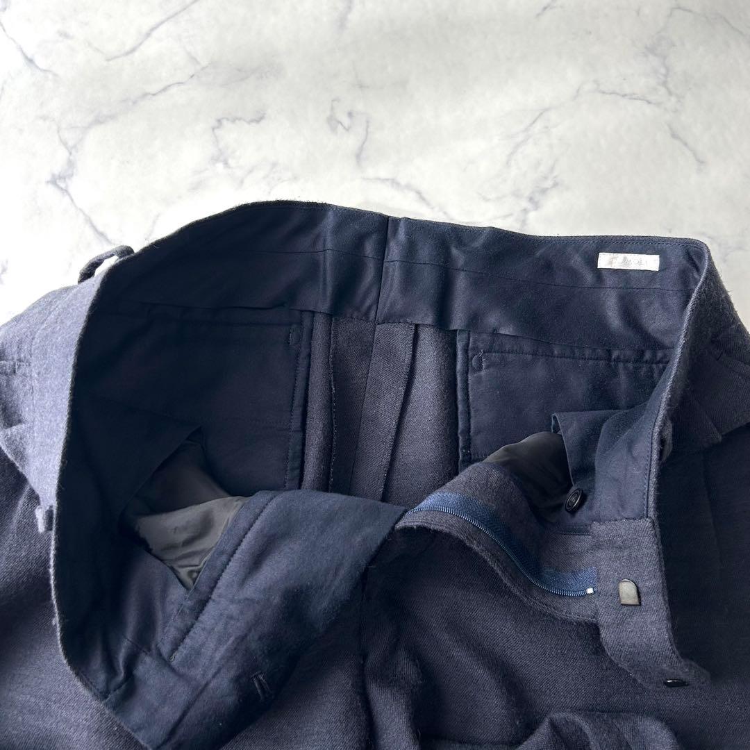 COMOLI コモリ　ウール×リネン　スラックス　テーパードパンツ　ネイビー　L