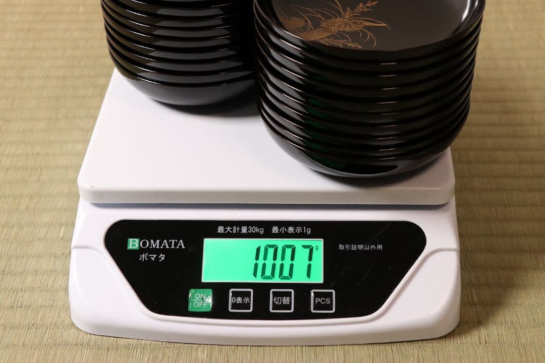 漆芸 鳥図 金蒔絵 黒塗 木皿 二十客 水鳥 川蝉 小皿 木製漆器【MA471】