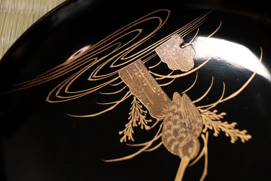 漆芸 鳥図 金蒔絵 黒塗 木皿 二十客 水鳥 川蝉 小皿 木製漆器【MA471】