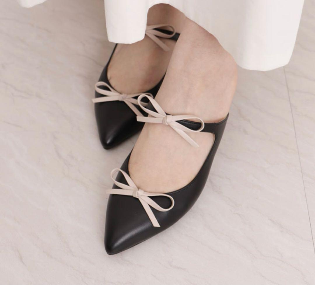 【今期販売中】DIANA リボン付きポインテッドトゥミュール S