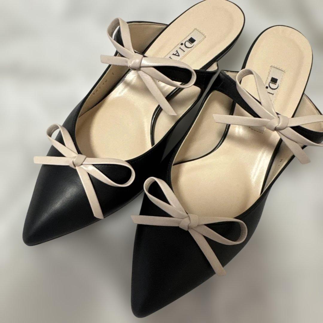 【今期販売中】DIANA リボン付きポインテッドトゥミュール S