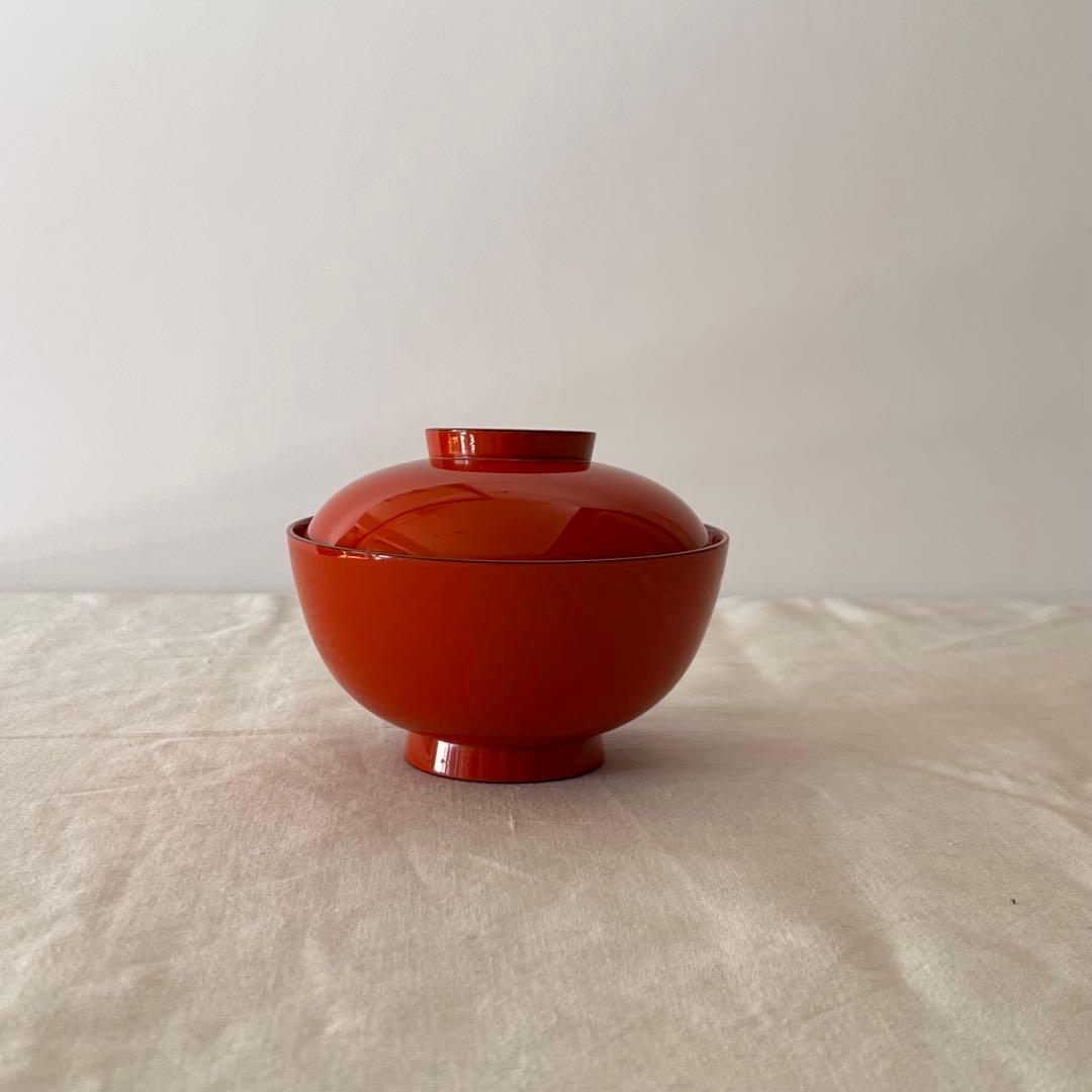 朱呂色根来椀五客　新品同様　高級漆器　蔵出し　骨董