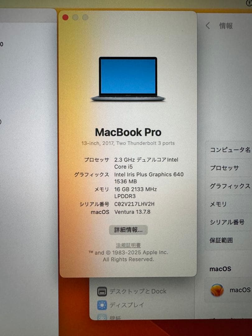 MacBook Pro 13インチ (2017) Magic Mouse2付き