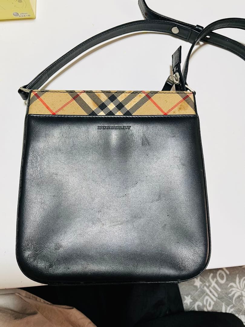 バーバリー　ブラウン レザー バッグ、ショルダーポーチセット