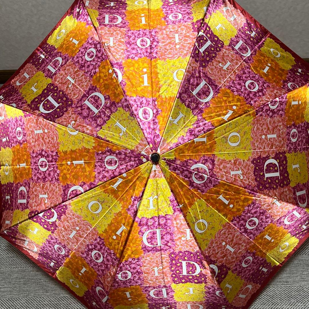 希少　Christian Dior ロゴ総柄　フラワー　花総柄　折りたたみ傘