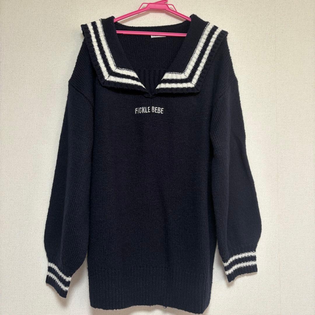 Fickle Bebe/フィクルベベ セーラーカラーニット ネイビー