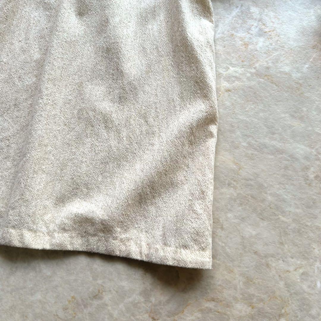 forte_forte ウール ノーカラーブラウス ベージュ ベロア ゴールド