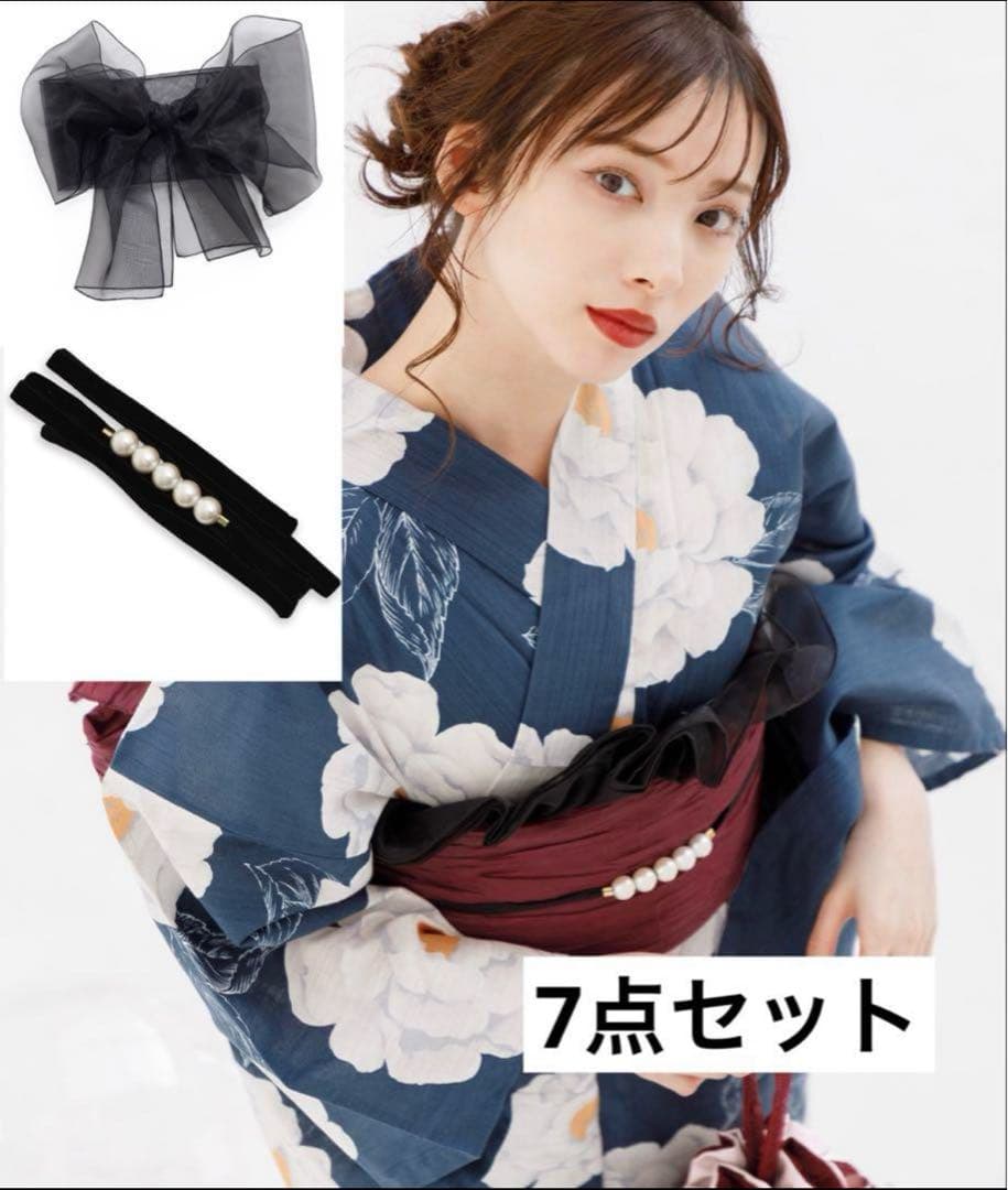 【Dita】ディータ 浴衣セット 涼風の藍紺牡丹 浴衣 下駄付き