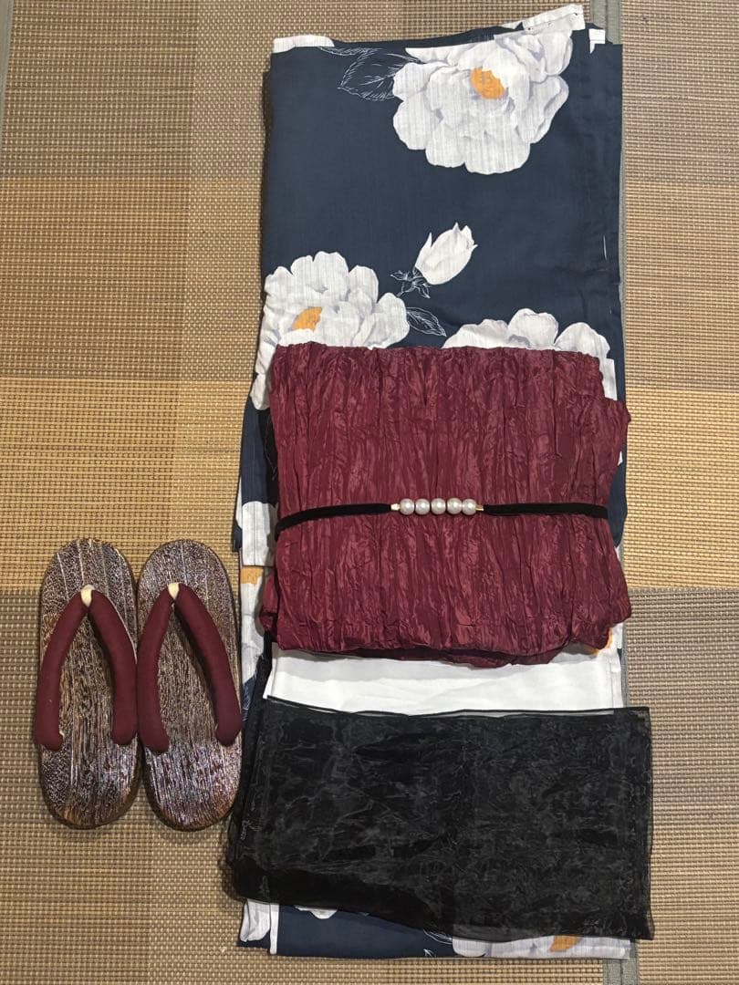 【Dita】ディータ 浴衣セット 涼風の藍紺牡丹 浴衣 下駄付き