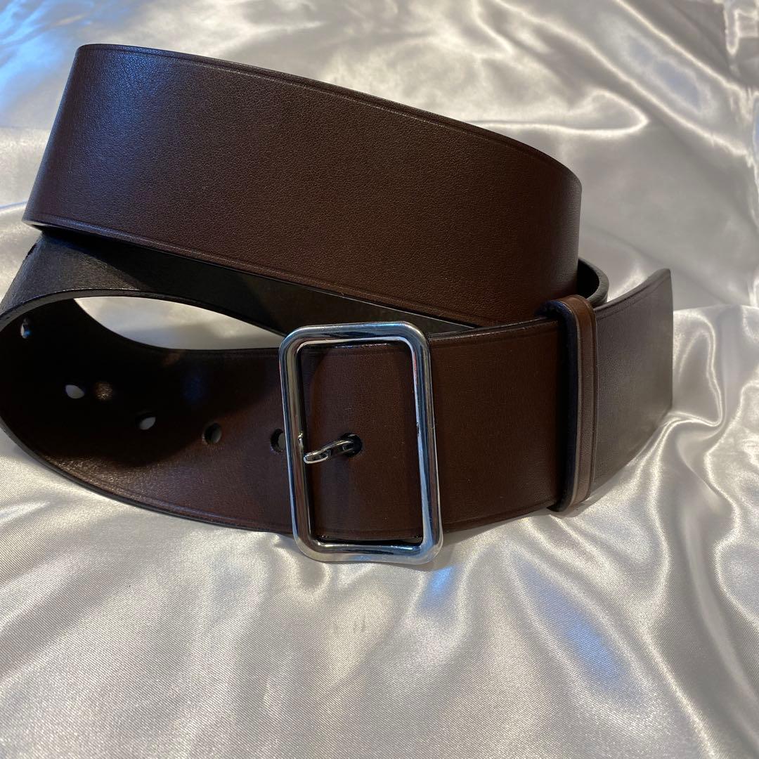 JIL SANDER ジルサンダー　イタリア製ダークブラウン　ワイドレザーベルト