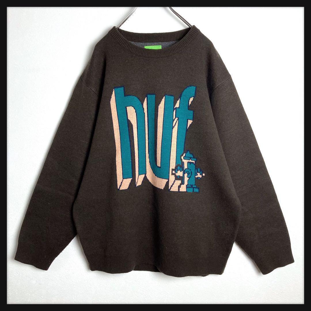 【即完売デザイン】ハフ★ビッグロゴ セーター 入手困難 ニット 希少XL 美品