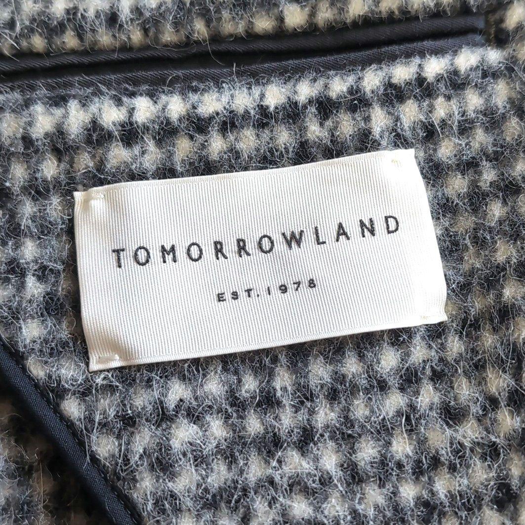 美品 トゥモローランド アルパカ混 千鳥格子 秋冬 テーラードジャケット 白 黒