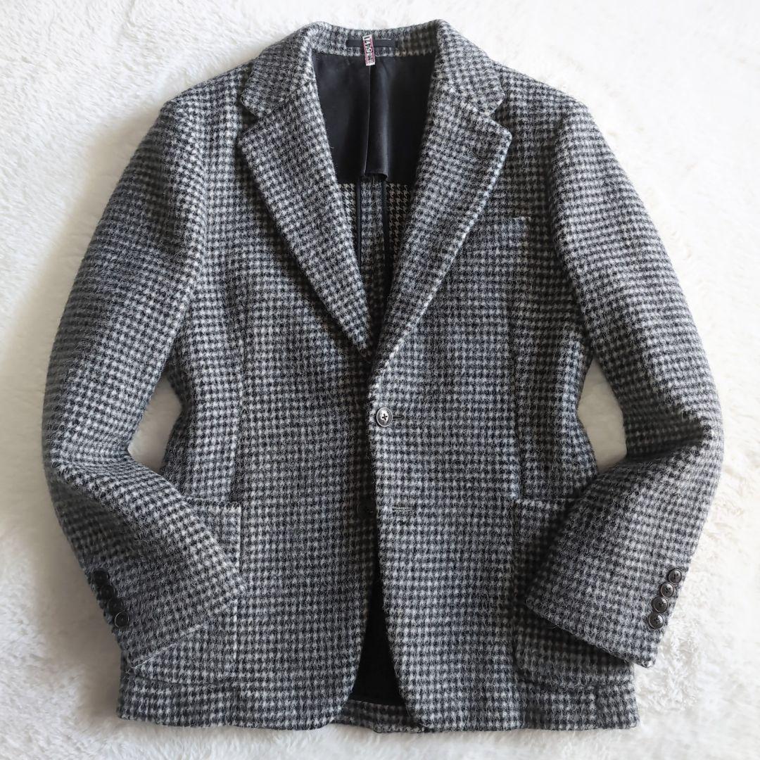 美品 トゥモローランド アルパカ混 千鳥格子 秋冬 テーラードジャケット 白 黒