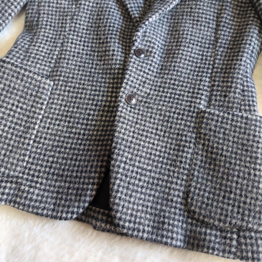 美品 トゥモローランド アルパカ混 千鳥格子 秋冬 テーラードジャケット 白 黒
