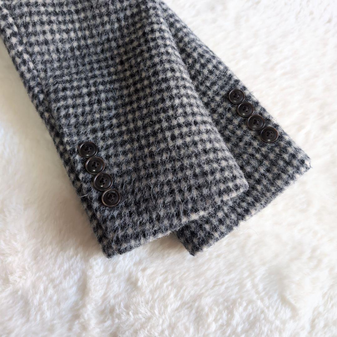 美品 トゥモローランド アルパカ混 千鳥格子 秋冬 テーラードジャケット 白 黒