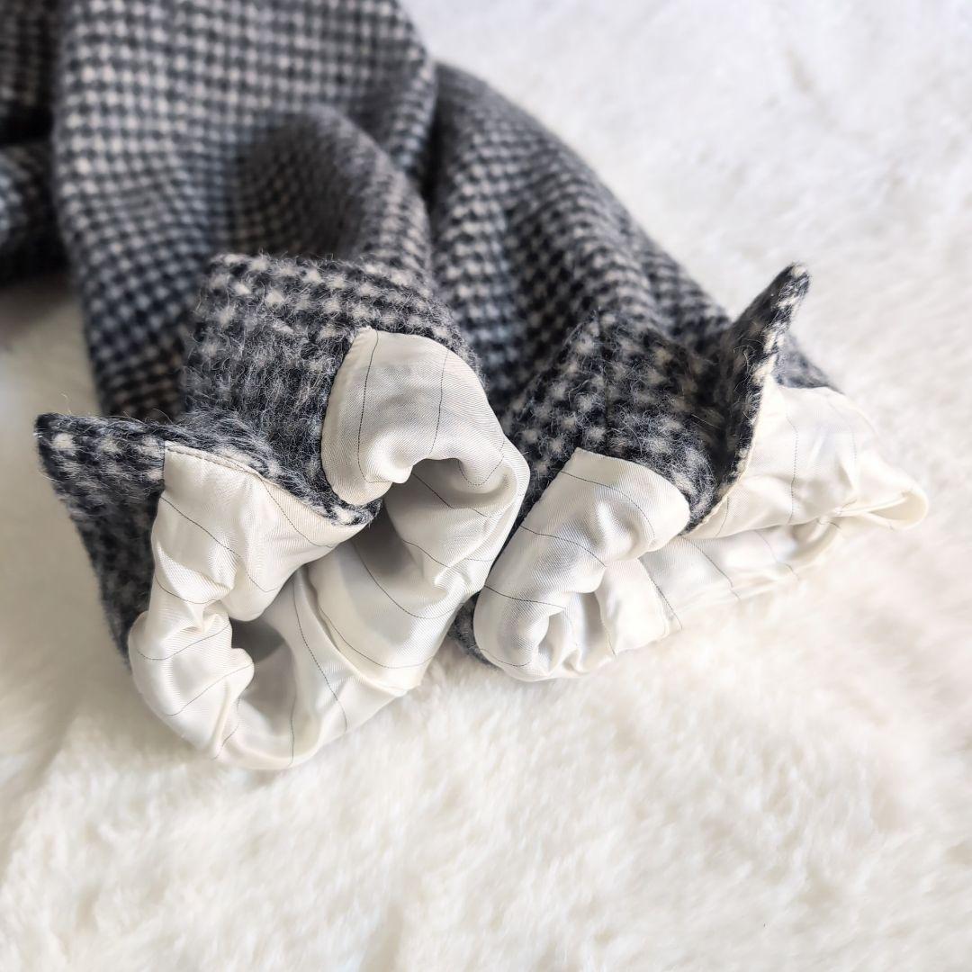 美品 トゥモローランド アルパカ混 千鳥格子 秋冬 テーラードジャケット 白 黒