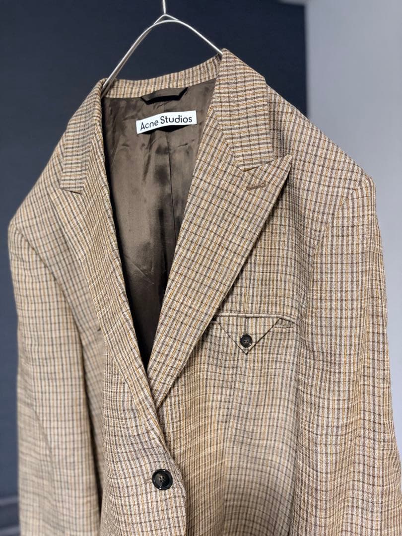 acne studious グレンチェックシングルブレスト テーラードジャケット