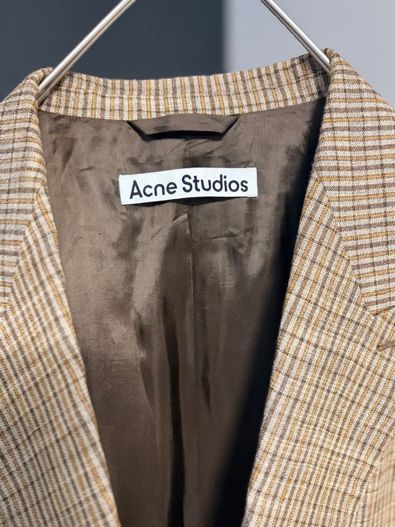 acne studious グレンチェックシングルブレスト テーラードジャケット