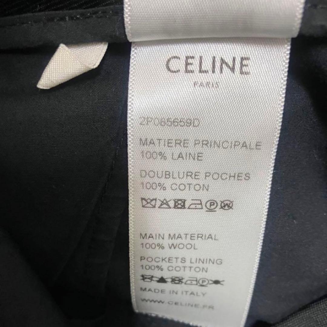 celine スラックス　ウールギャバジン　クラシック　ワンタック　ストレート