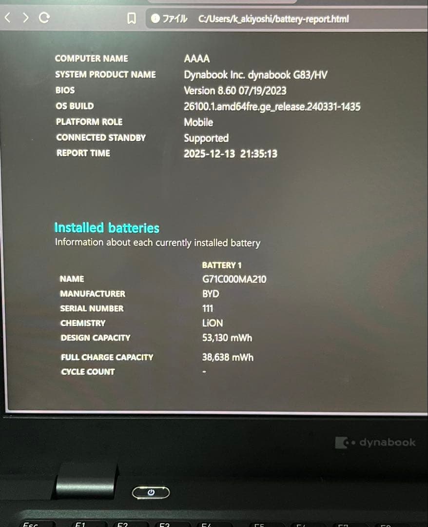 dynabook G83/HV 第11世代 軽量ノートPC