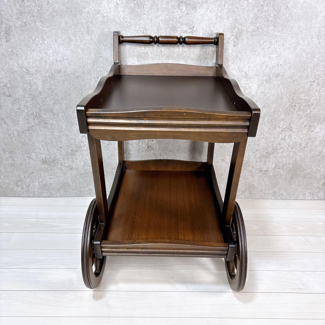 美品 karimoku カリモク キッチンワゴン 車輪 コロニアル アンティーク