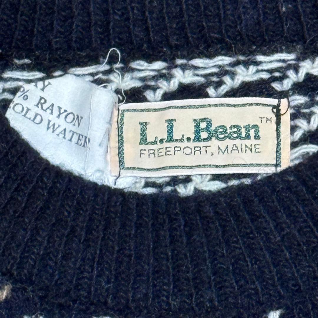 80年代 L.L.Bean バーズアイ セーター ネイビー
