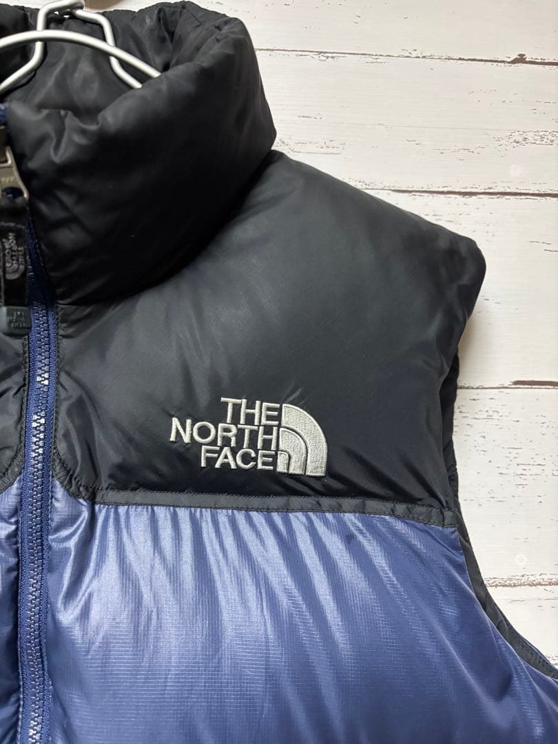 ノースフェイス ヌプシ ダウンベスト Ｍ 紺黒 700 ツートンカラー 切り替え