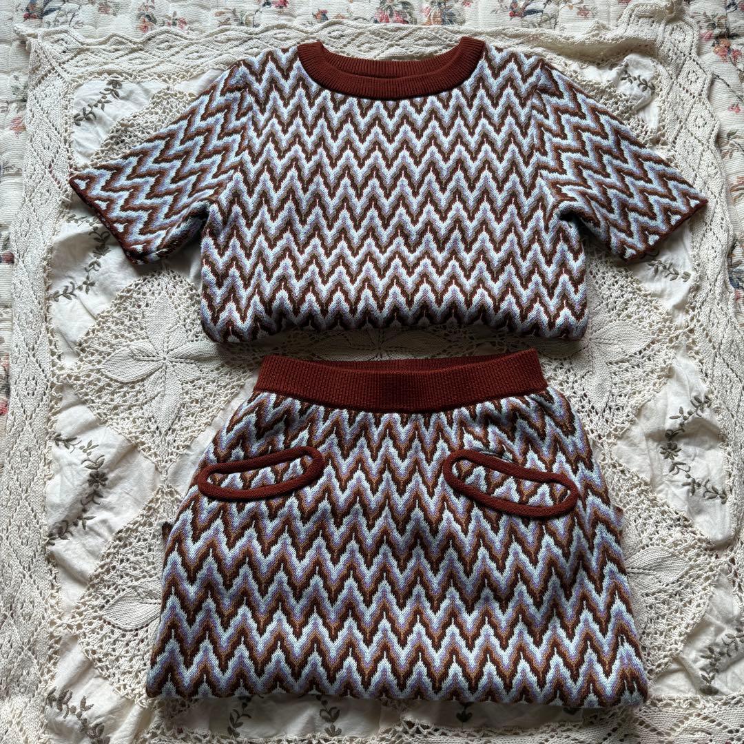 misha&puff Jacquard Cale トップスとスカートのセット