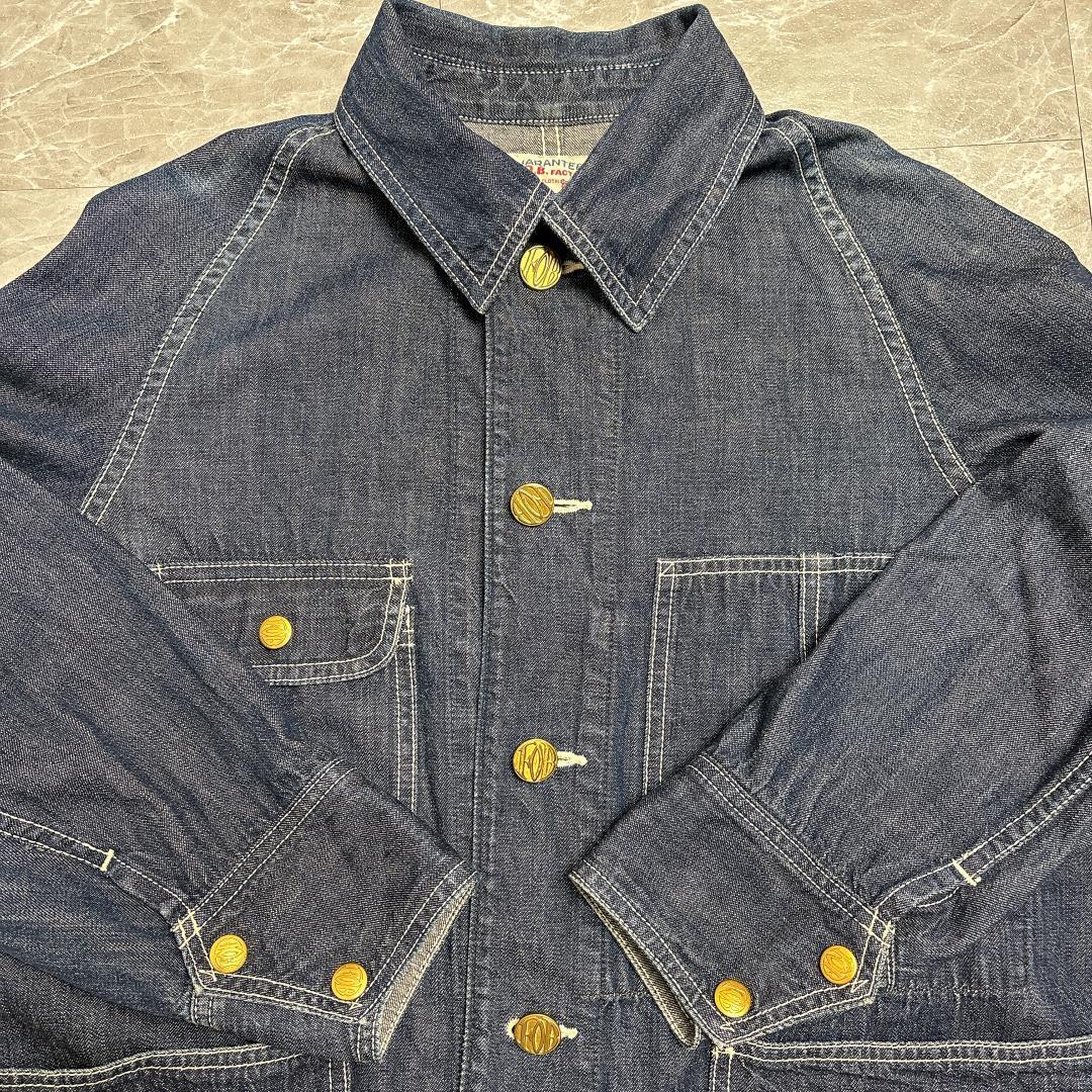 美品 FOBFACTORY N&W 復刻 カバーオール S 濃紺 チェンジボタン