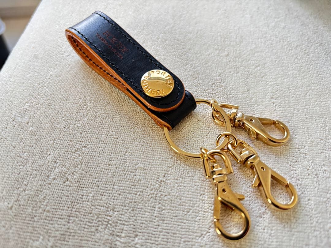 PORTER レザーキーホルダー ブラック