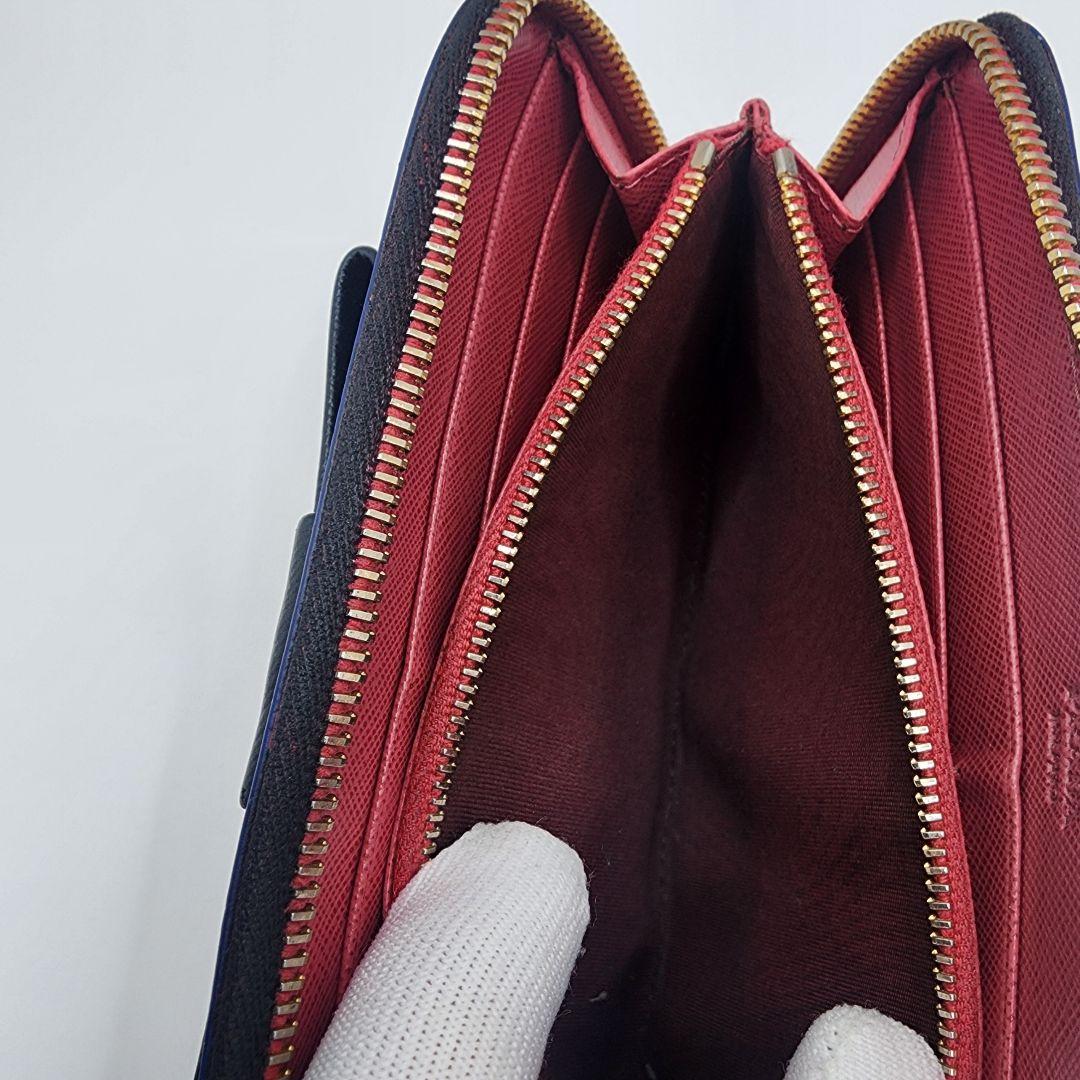 美品 PRADA サフィアーノ リボン ラウンドファスナー 長財布