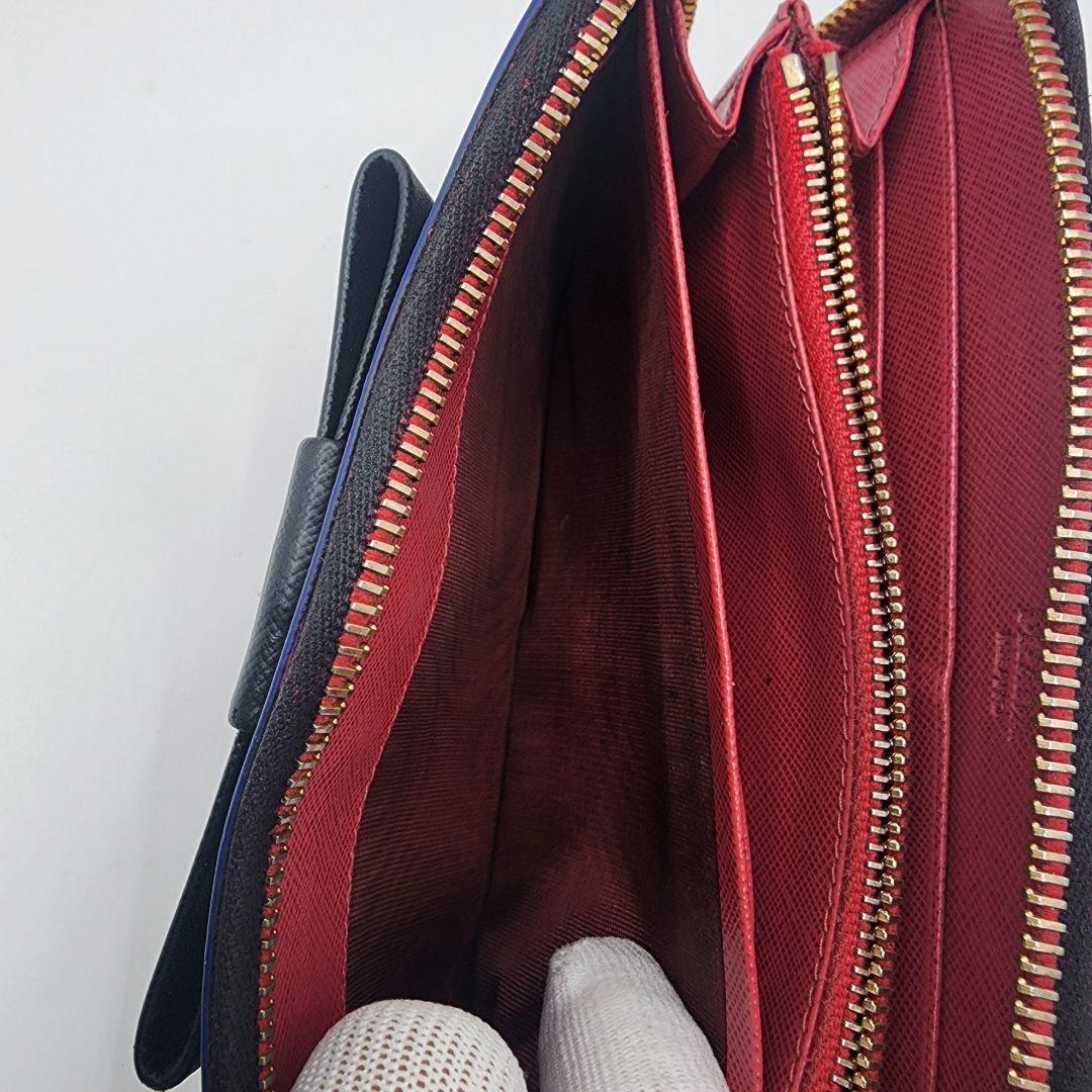 美品 PRADA サフィアーノ リボン ラウンドファスナー 長財布