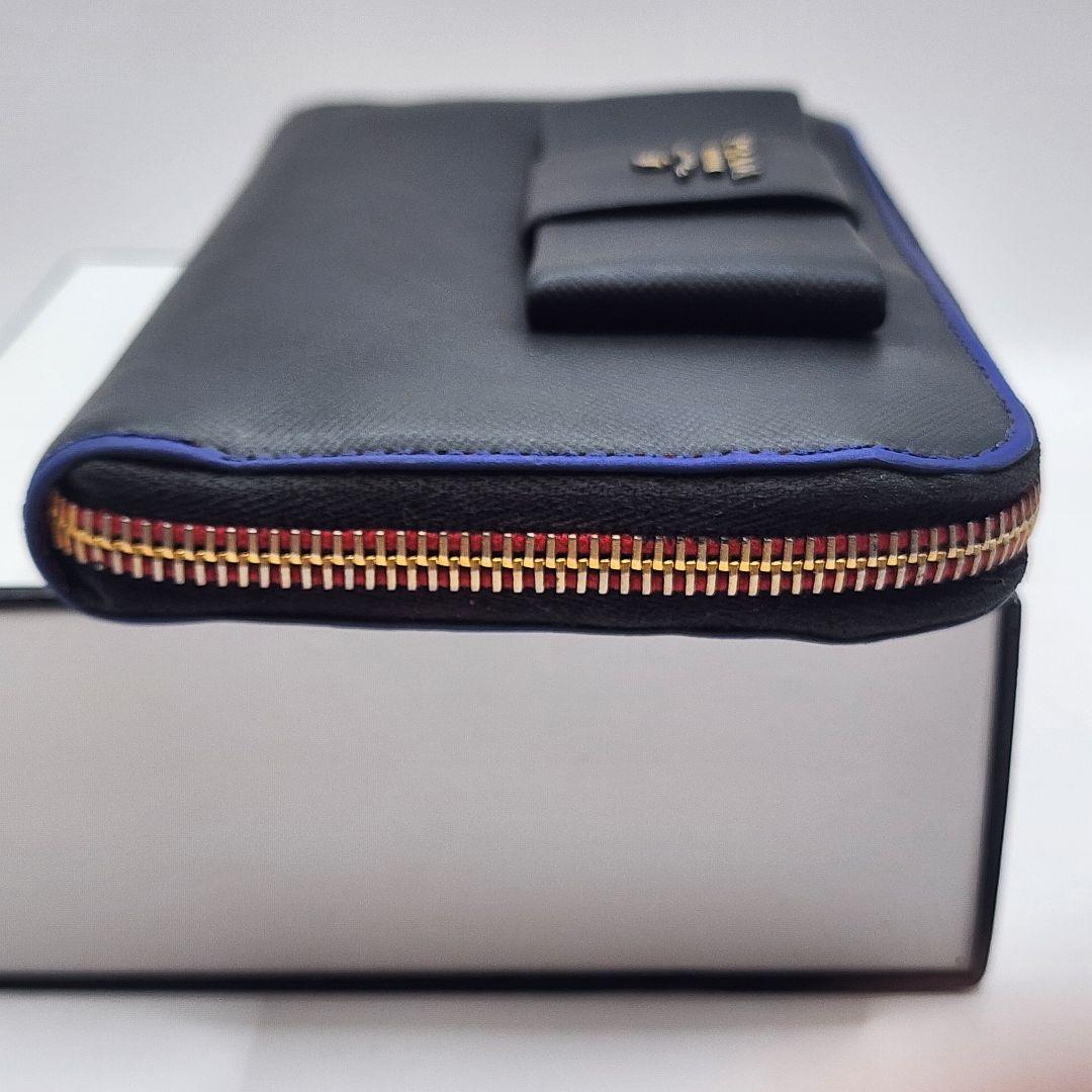 美品 PRADA サフィアーノ リボン ラウンドファスナー 長財布