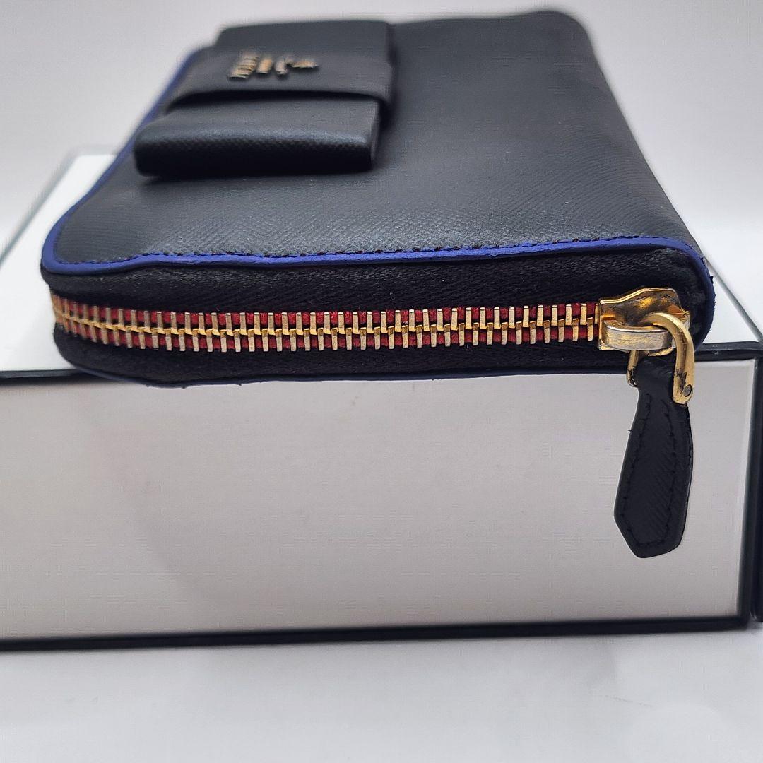 美品 PRADA サフィアーノ リボン ラウンドファスナー 長財布