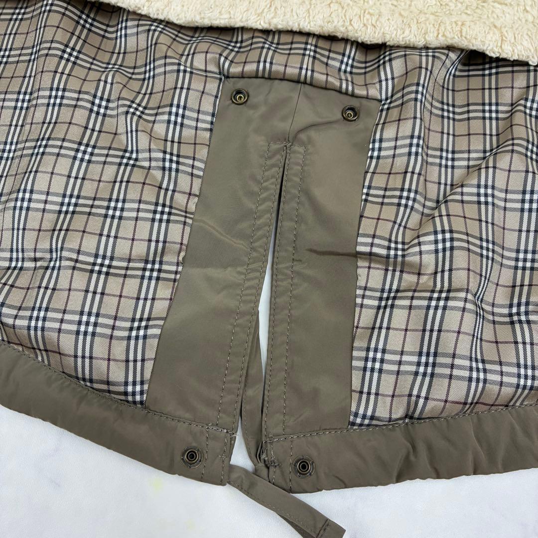 バーバリーブルーレーベル　 モッズコート　ノバチェック裏地　ボアライナー　ファー