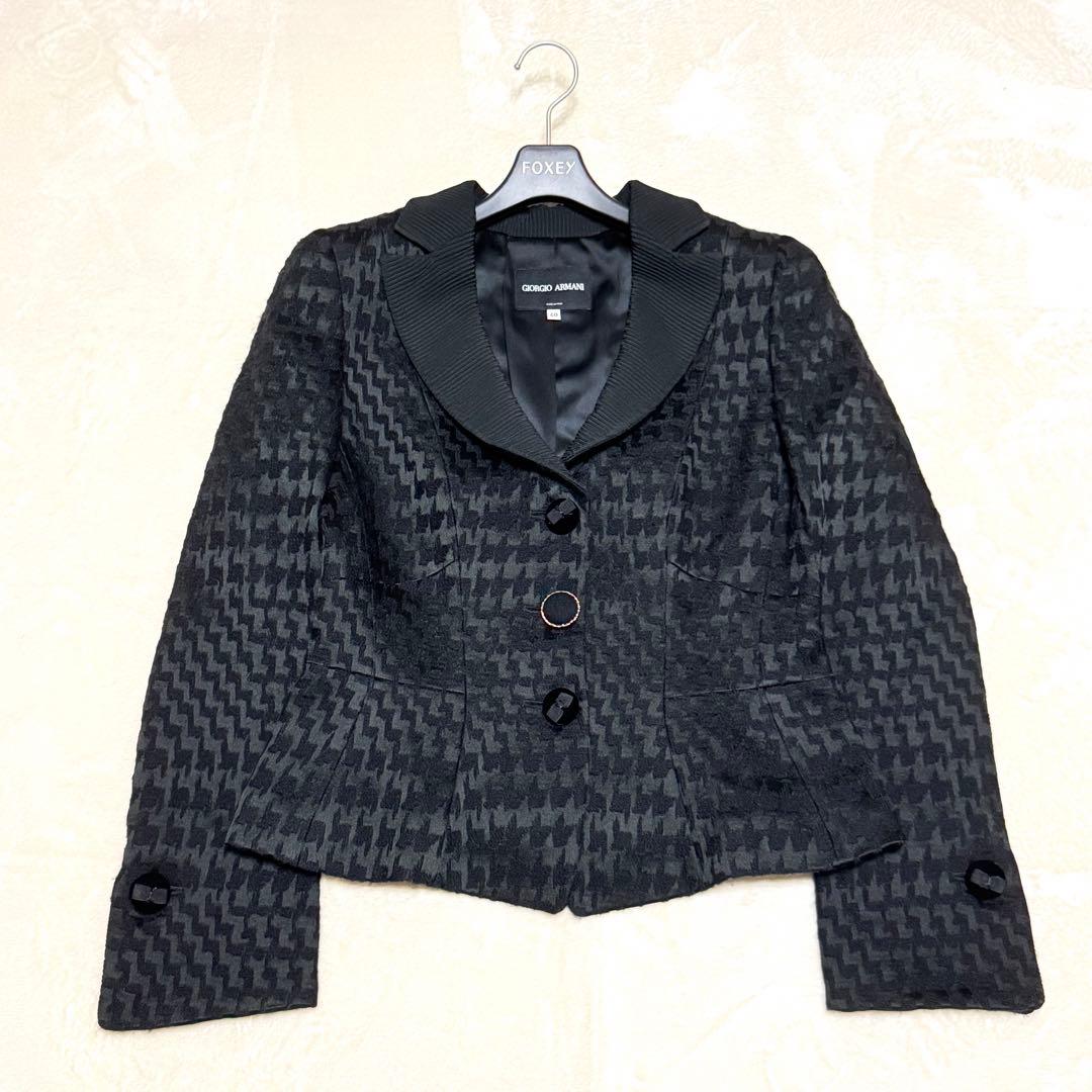美品 ジョルジオアルマーニ テーラードジャケット ベロア シングル 黒