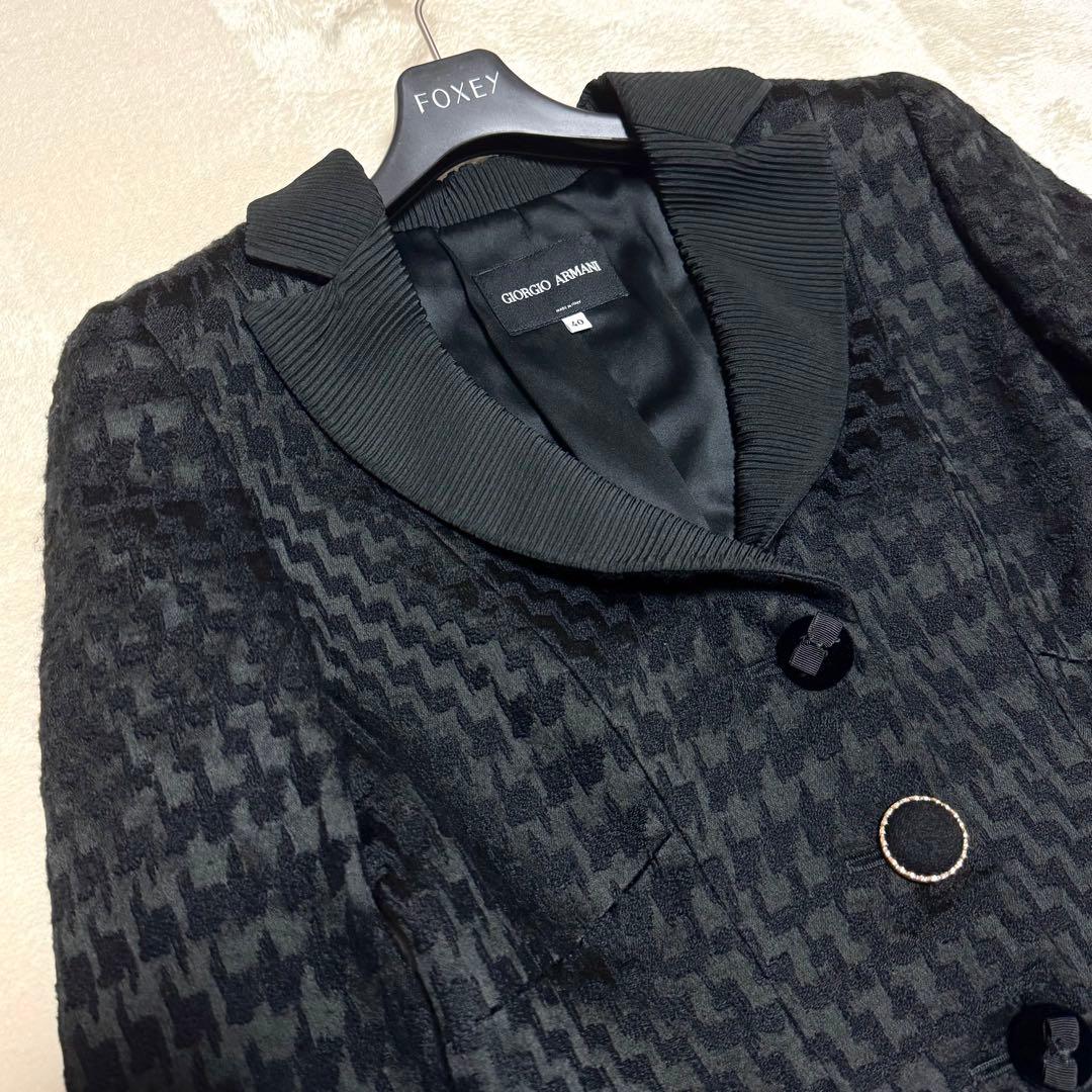 美品 ジョルジオアルマーニ テーラードジャケット ベロア シングル 黒