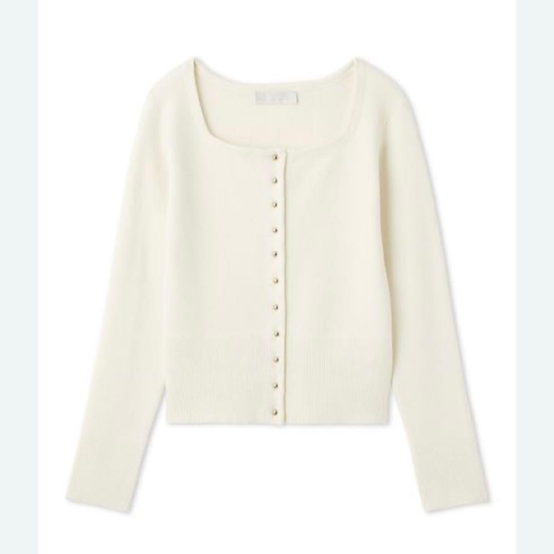【新品タグ付】CELFORD スクエアネックラメニットカーディガン　オフホワイト