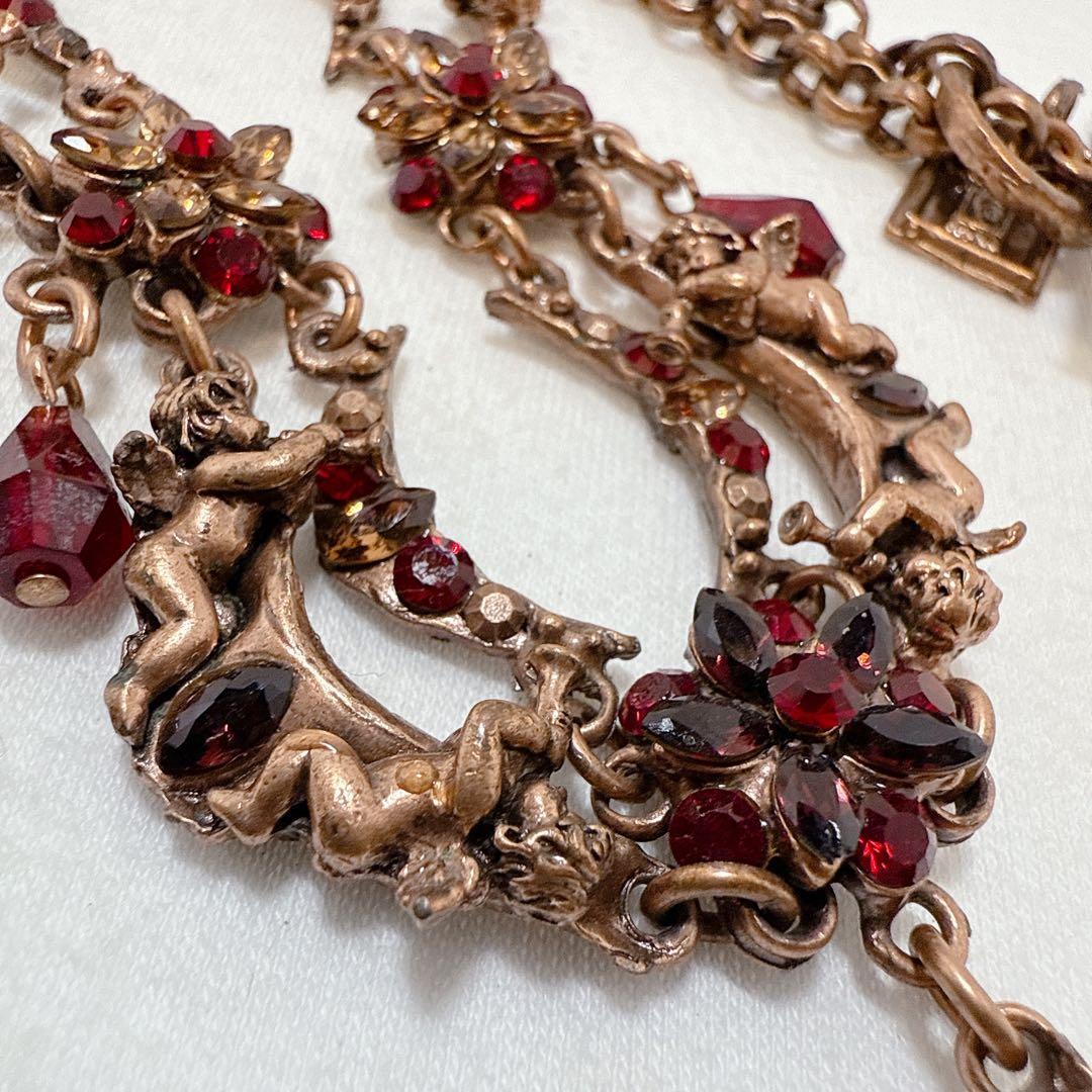 GAVILANE ガヴィラーネ ブロンズカラー レッドラインストーン ネックレス