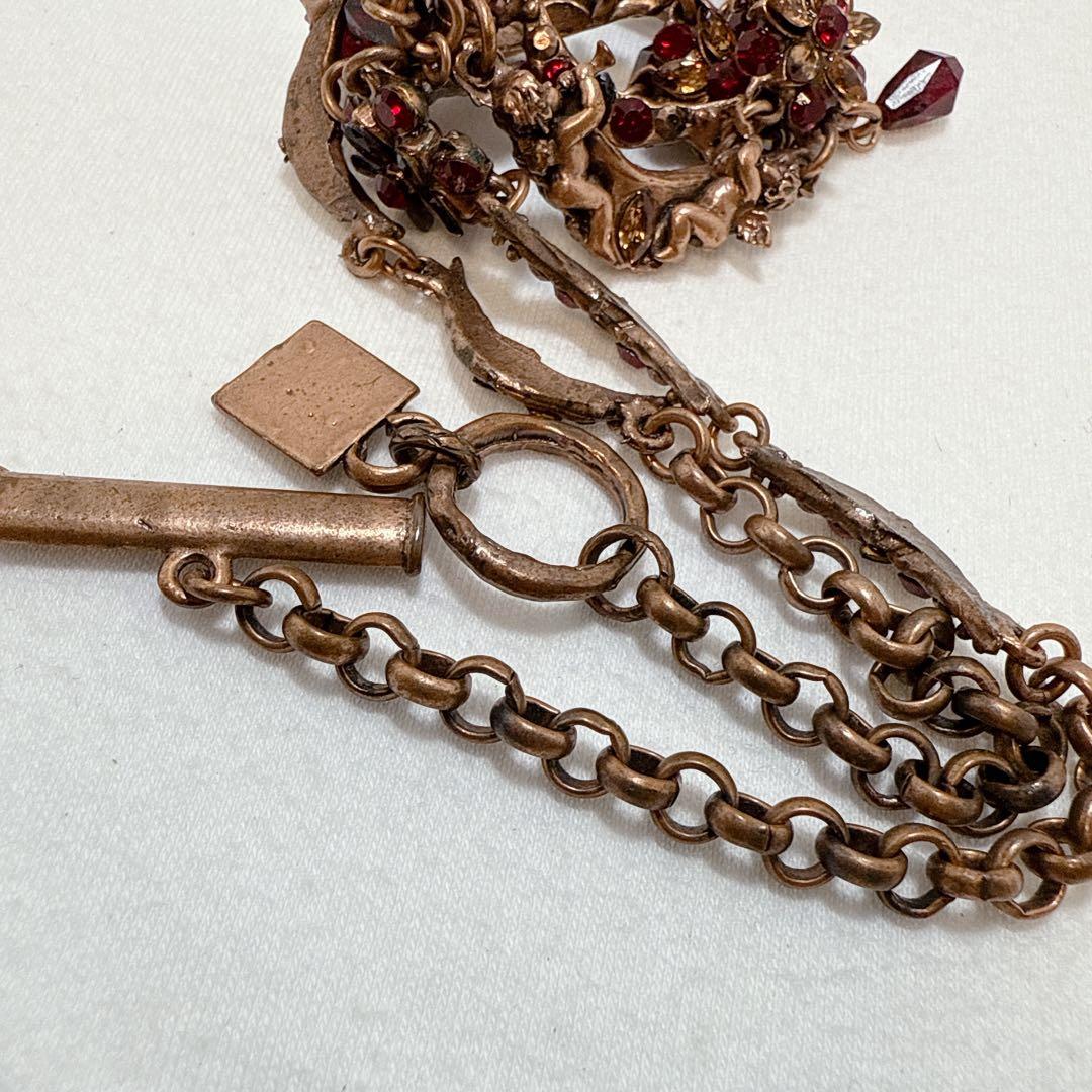 GAVILANE ガヴィラーネ ブロンズカラー レッドラインストーン ネックレス