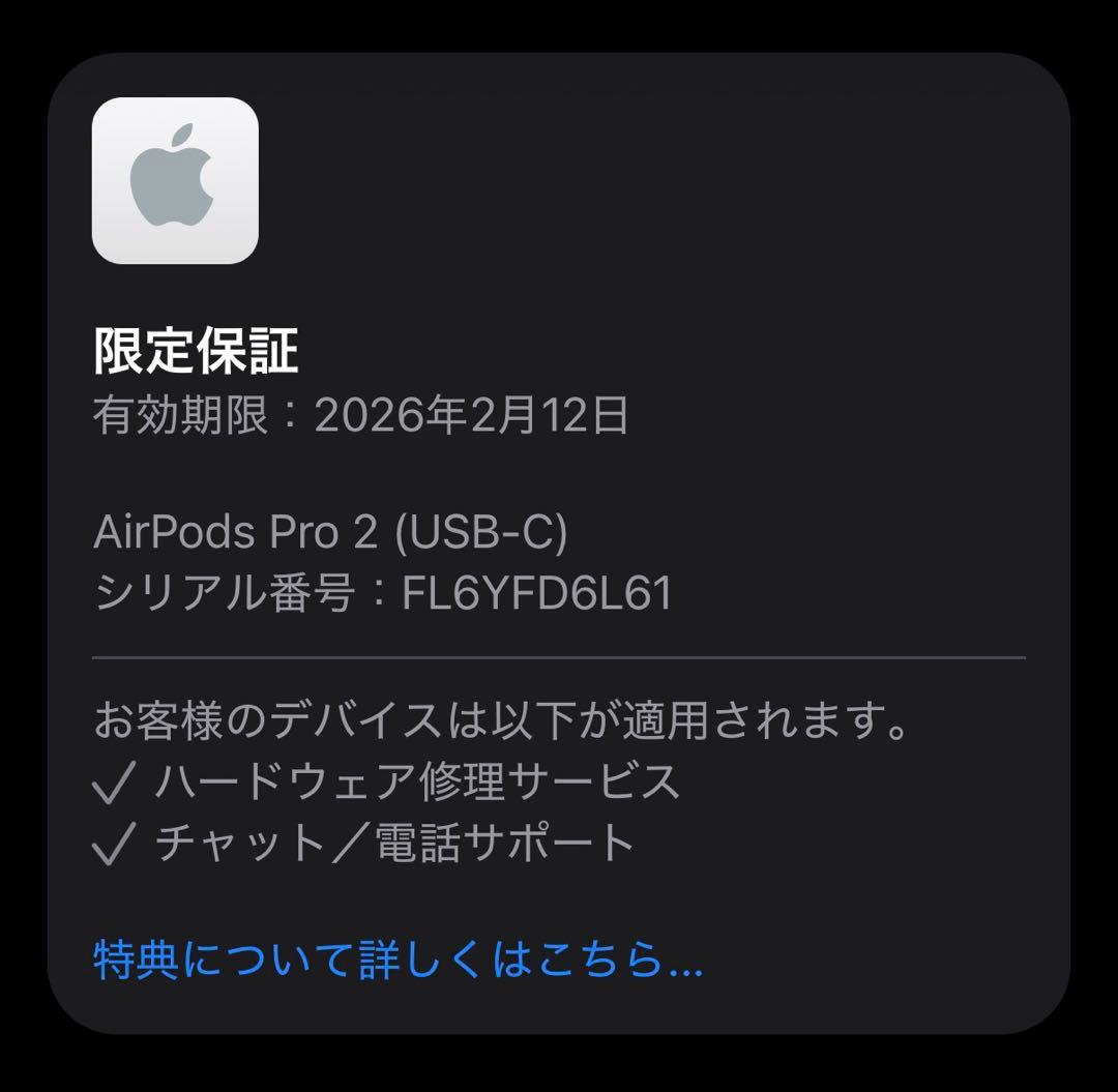 Apple保証付き　2025年2月購入品　AirPods Pro 2 USB-C