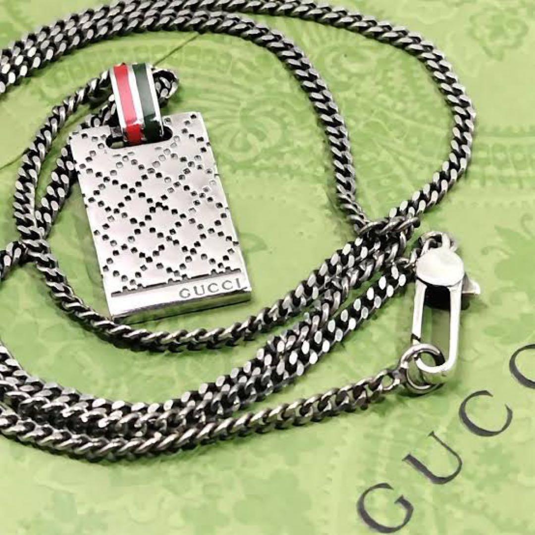 グッチ　GG シェリーライン　ディアマンテ　シマ　ネックレス　ペンダント　刻印