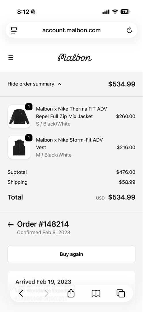 MALBON NIKE コラボ　GOLFブラック ナイロンジャケット