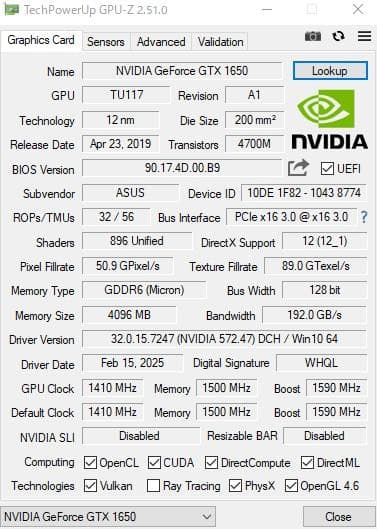 GTX 1650 4GB ASUS 値下げ不可 動作保証 1003