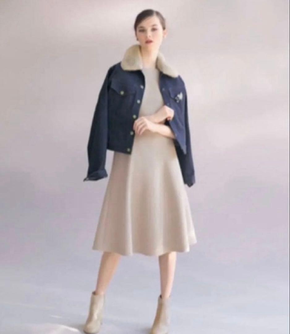 新品タグ付増産品23万 FOXEY ミンク ファー デニムジャケット ブローチ付